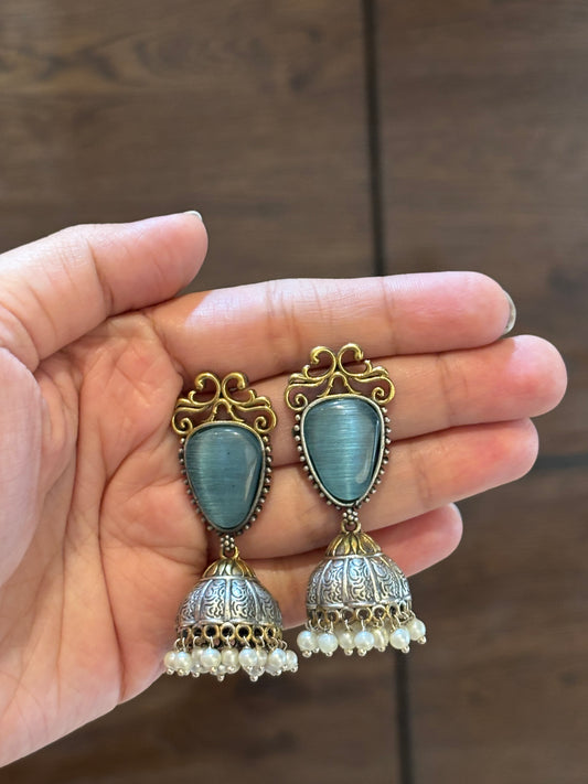 Yamini Dual Tone Blue Earring