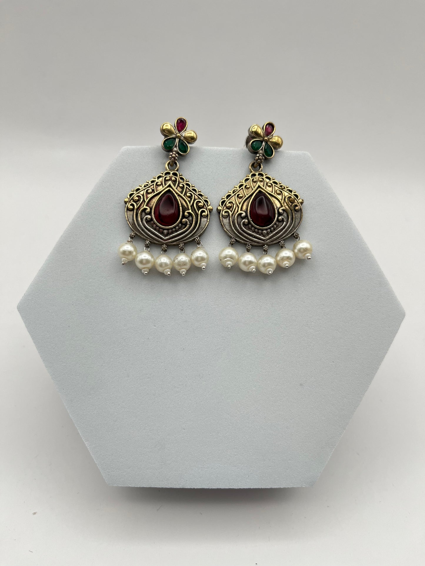 Misha Red Dual Tone Earring