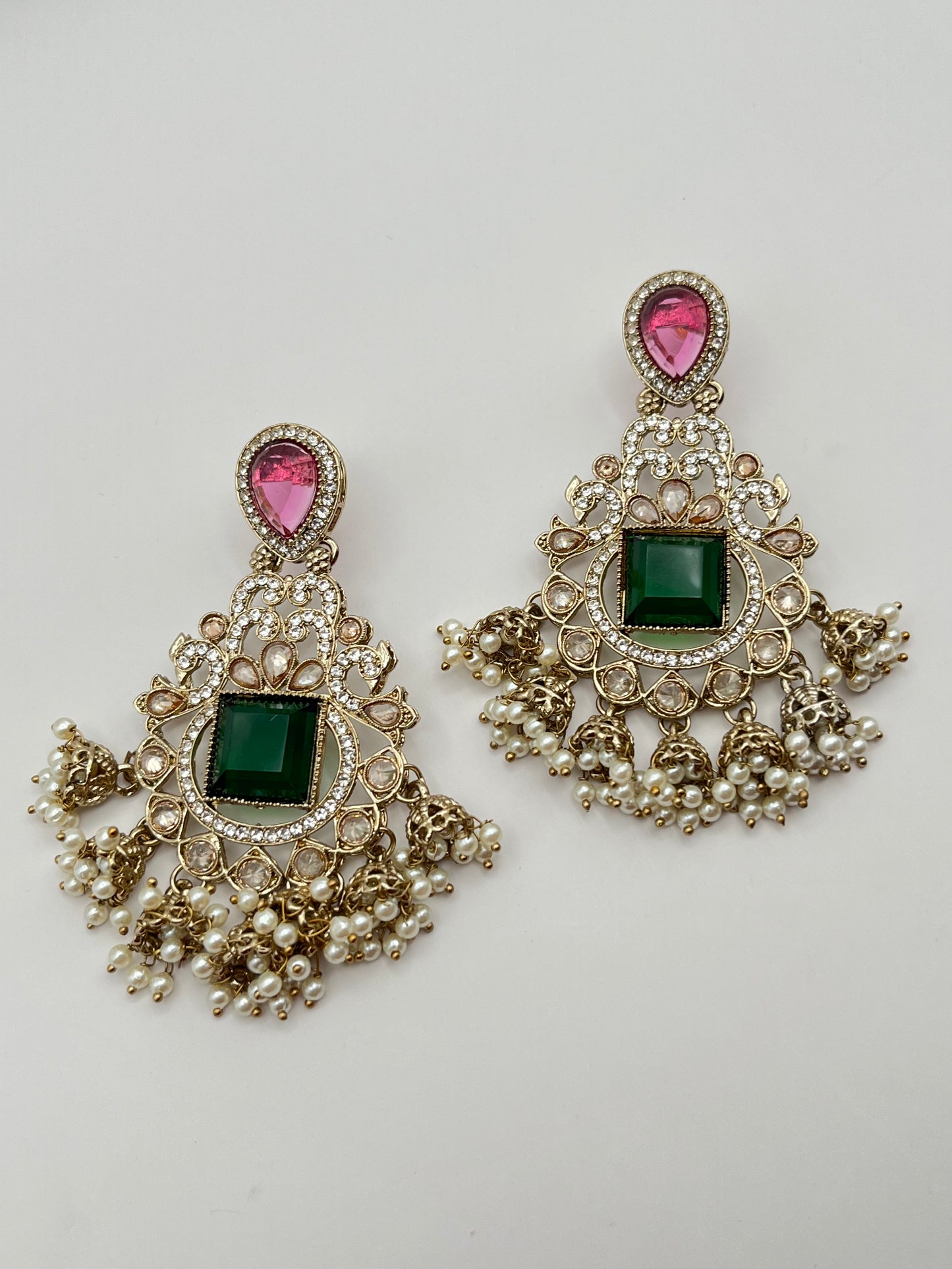 Tira Pink and Green Earring