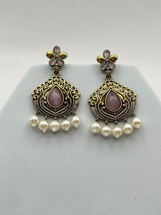 Misha Pink Dual Tone Earring