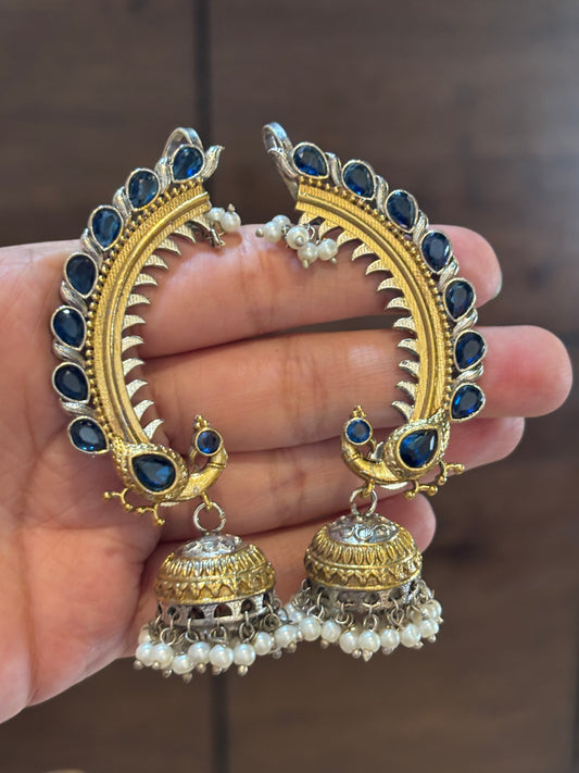 Mayuri Dual tone Blue Peacock Earcuffs