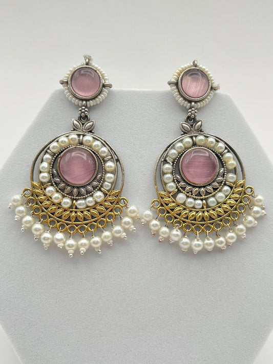 Priyali Pink Pearl Chandbali