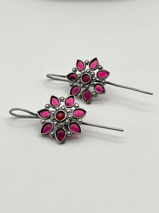 Wrija Pink flower oxidized Earcuffs