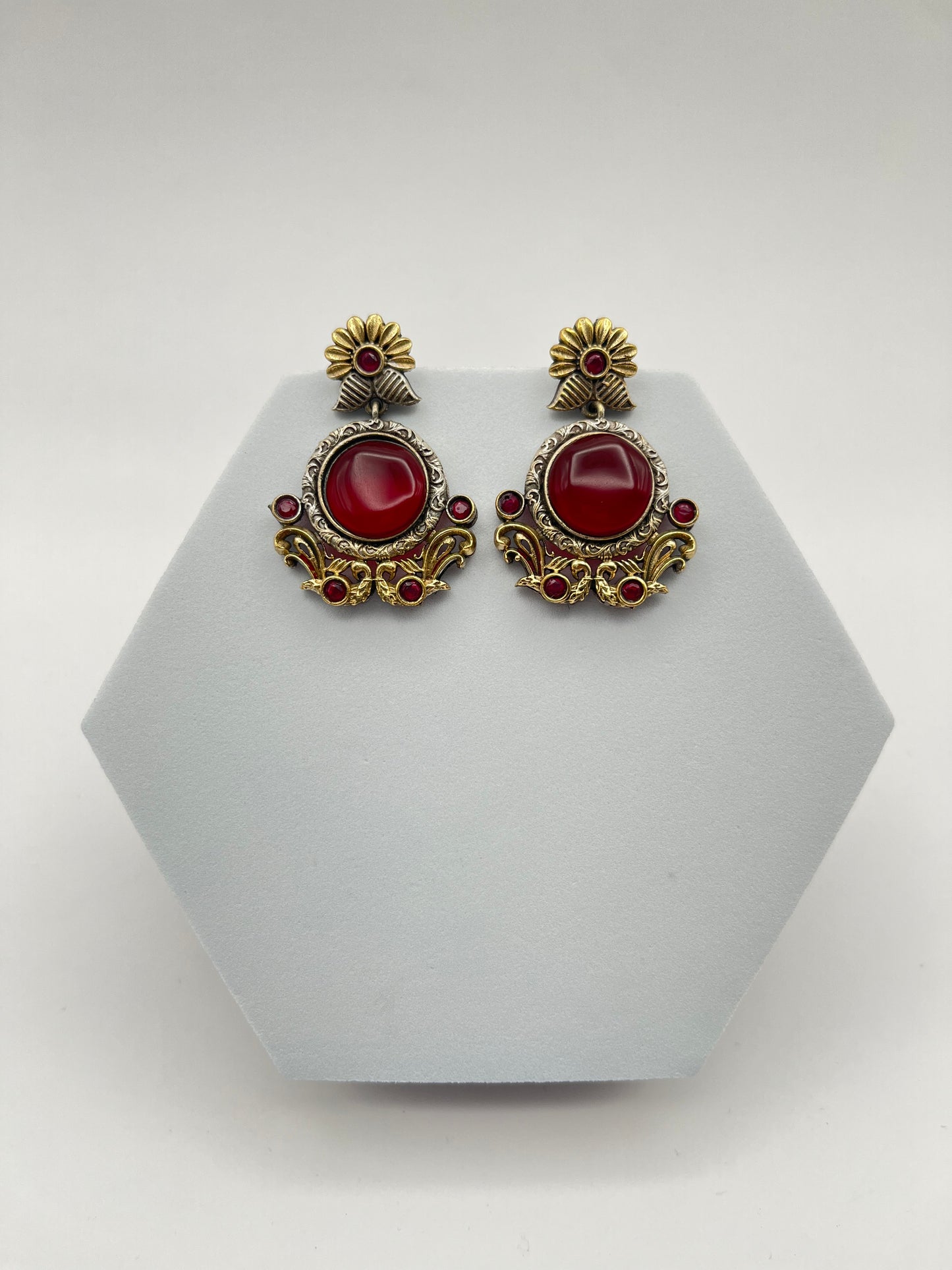 Anamika Red Stone Dual Tone Earrings