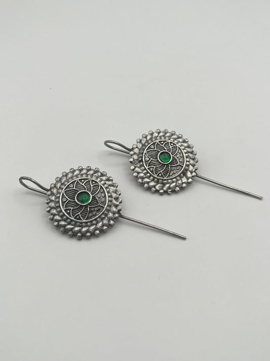 Juhi Green stone Circle Earcuffs