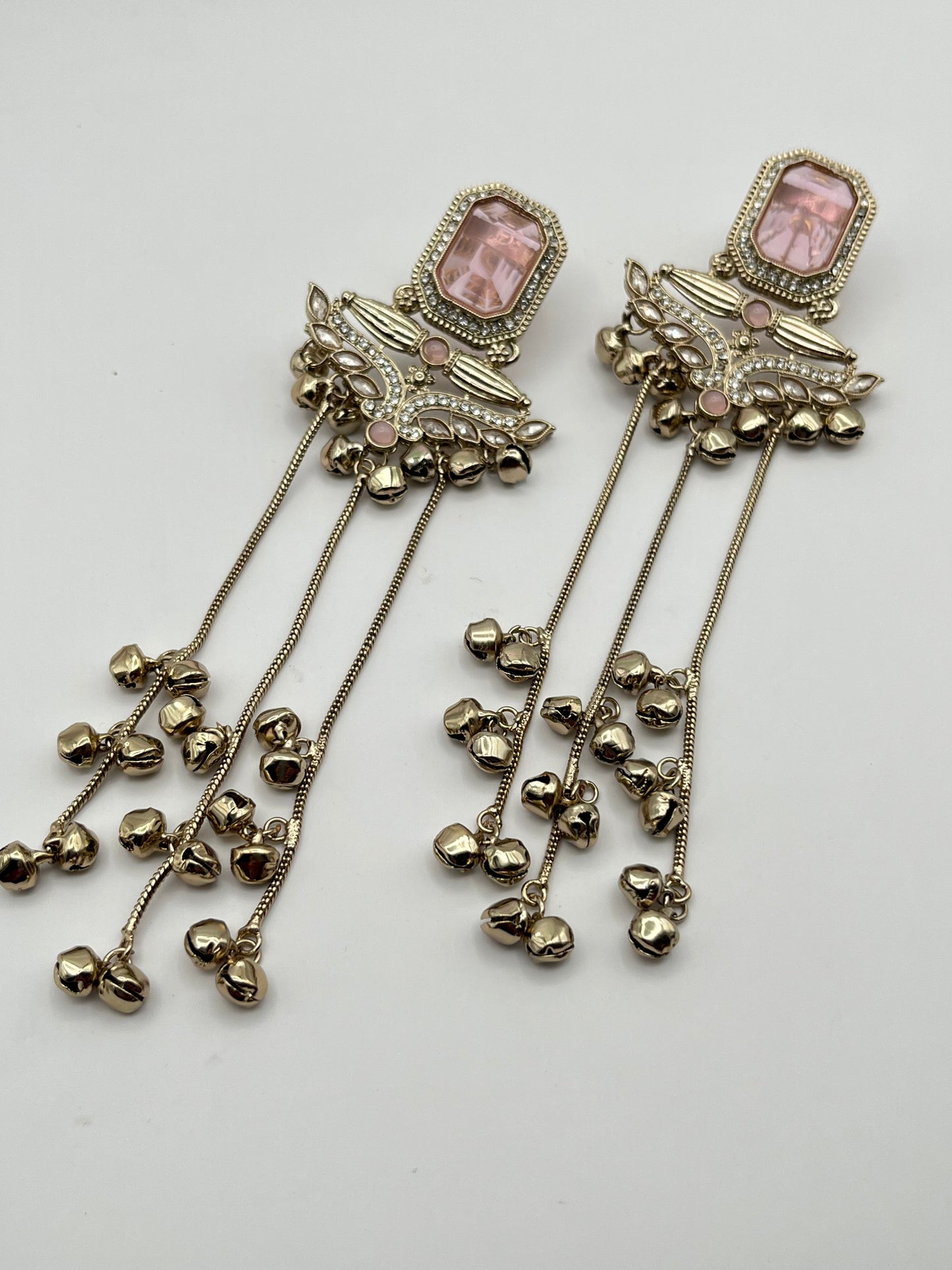 Kavya Pink Stone Mehendi Polish Kashmiri Earring