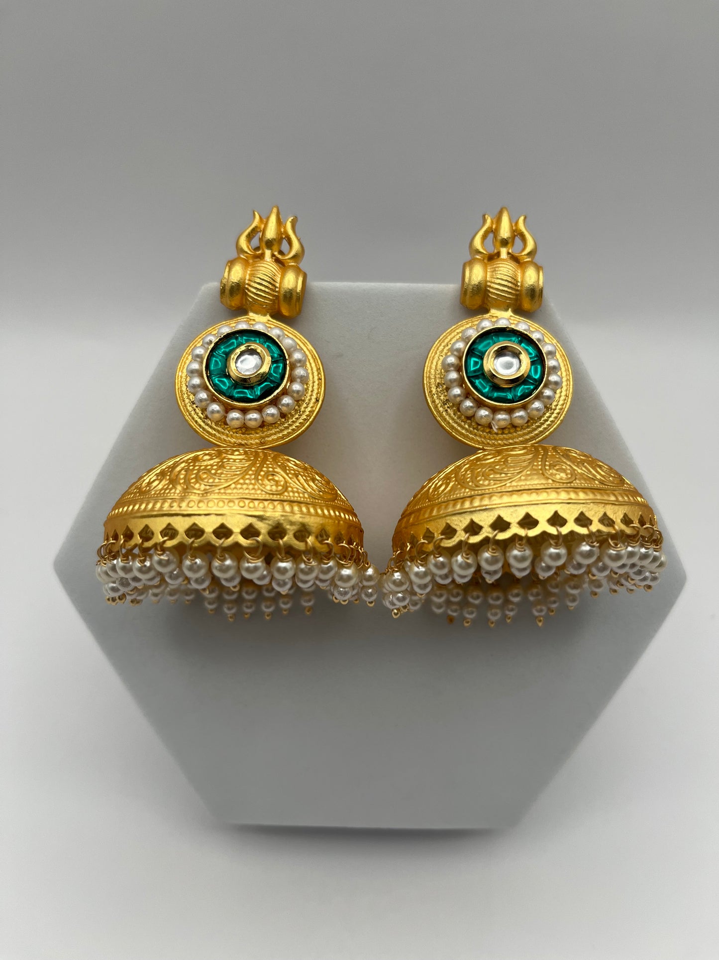 Shivangi Green & Golden Earrings