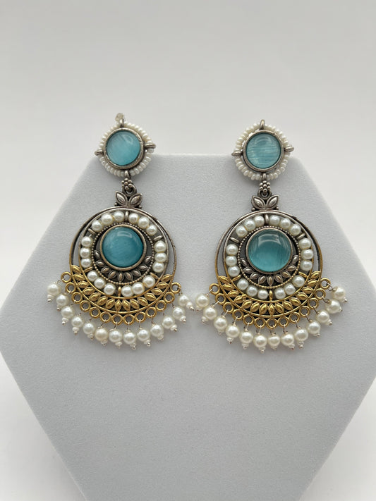 Priyali Blue Pearl Chandbali