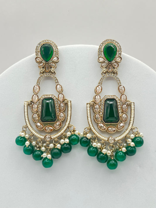 Mishka Green Stone Long Earring