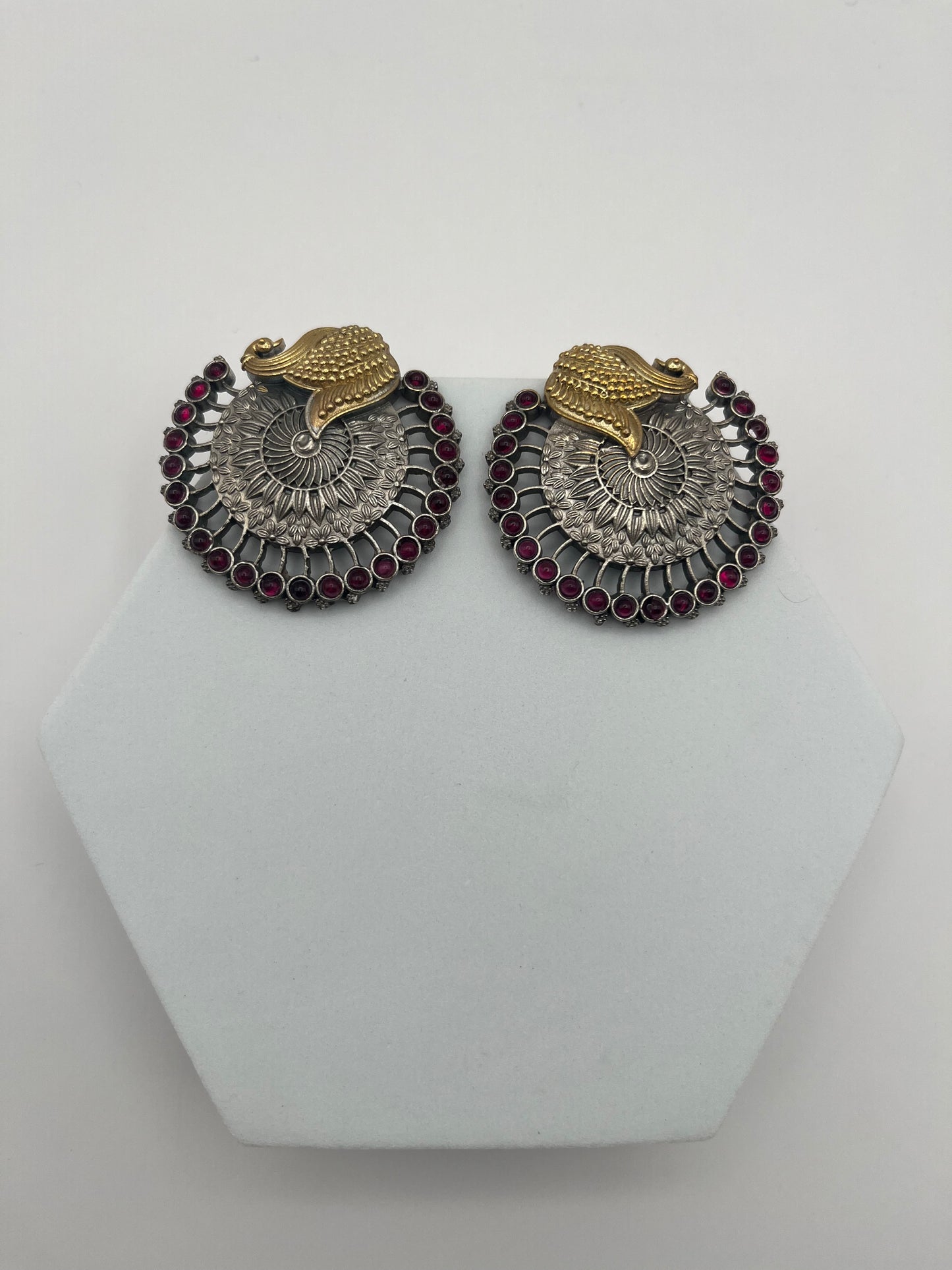 Gitika Peacock Big Pink Studs