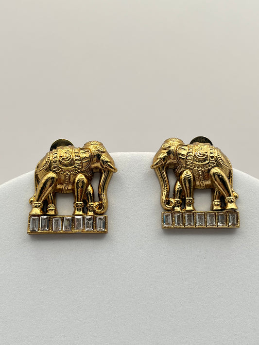 Aashvi Golden Elephant Earrings