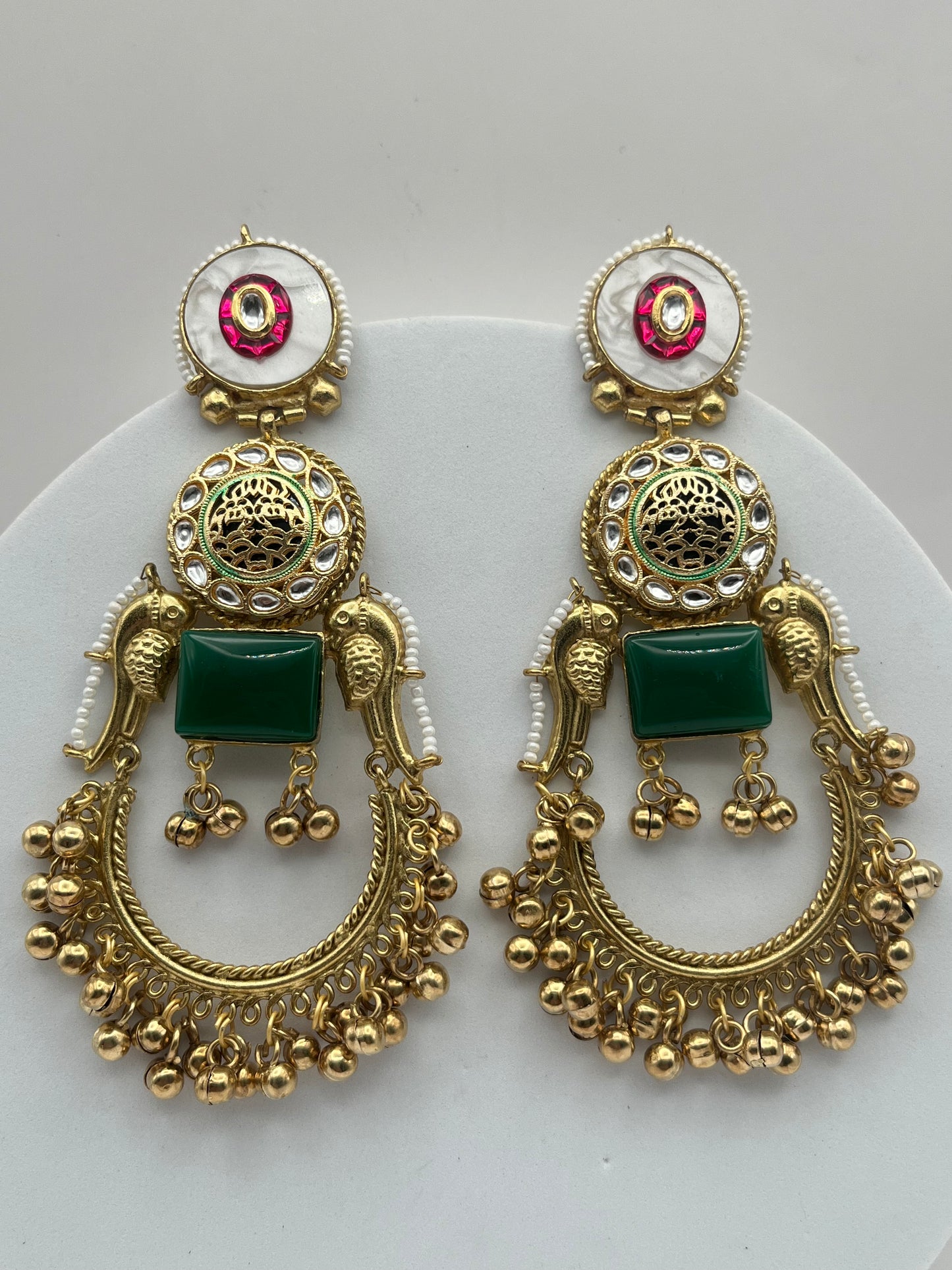 Janvika MOP Golden Long Earrings