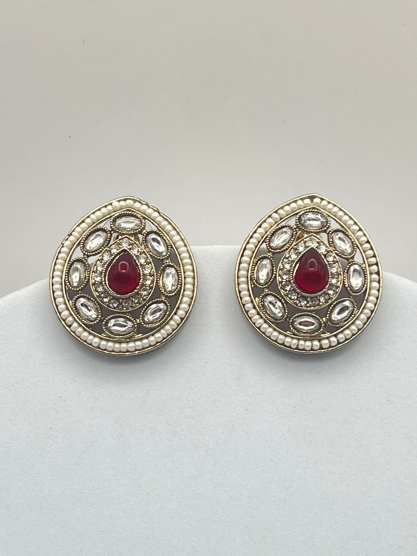 Anika Drop shape Ruby Studs