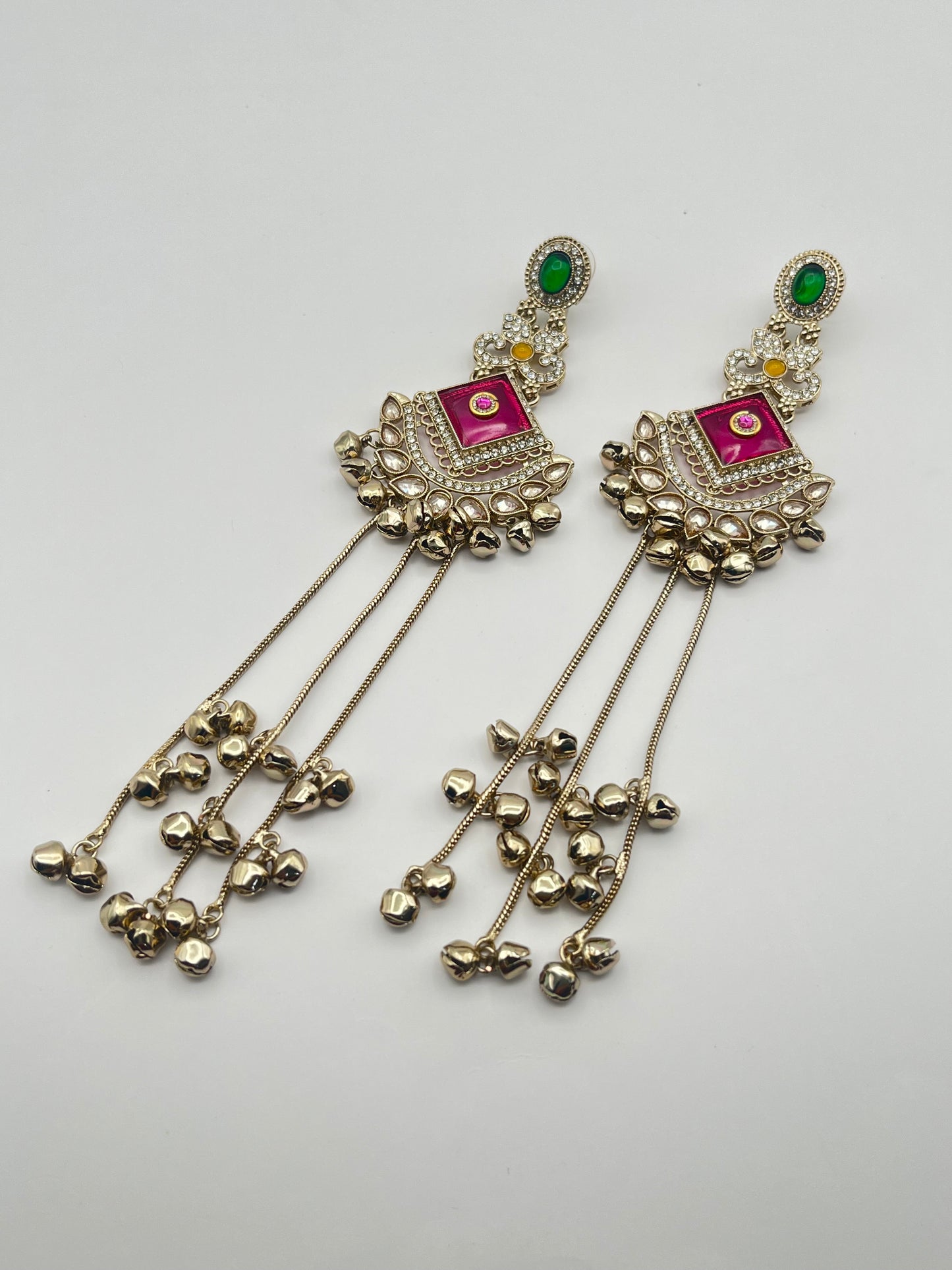 Saumya Green & Pink Mehendi Polish Kashmiri Earring