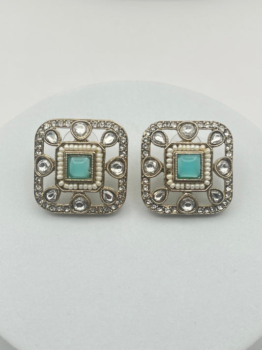 Arika Square shape Sea Green Studs