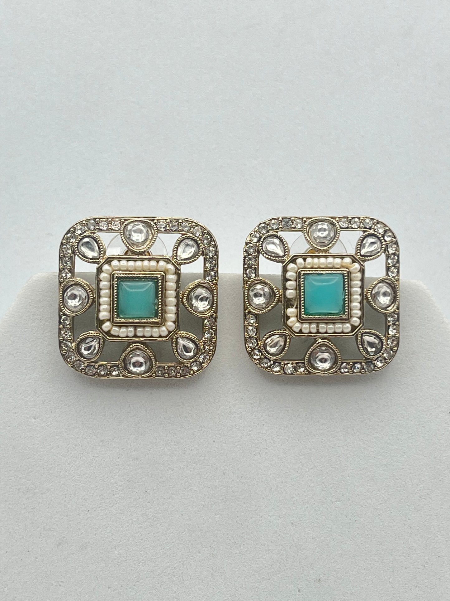 Arika Square shape Sea Green Studs