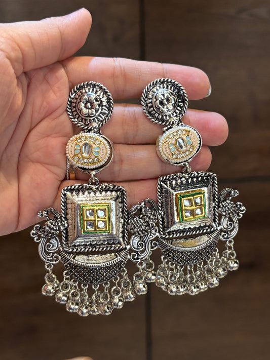 Jiya Pastel Stone Dual Tone Long Earring