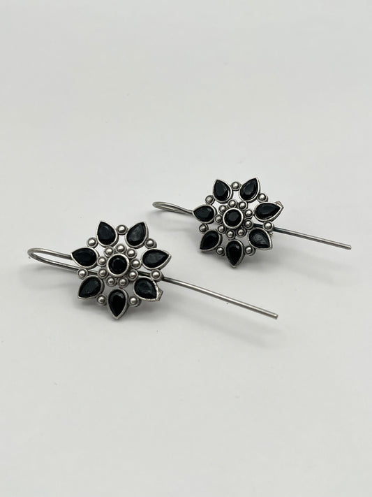 Wrija Black flower oxidized Earcuffs