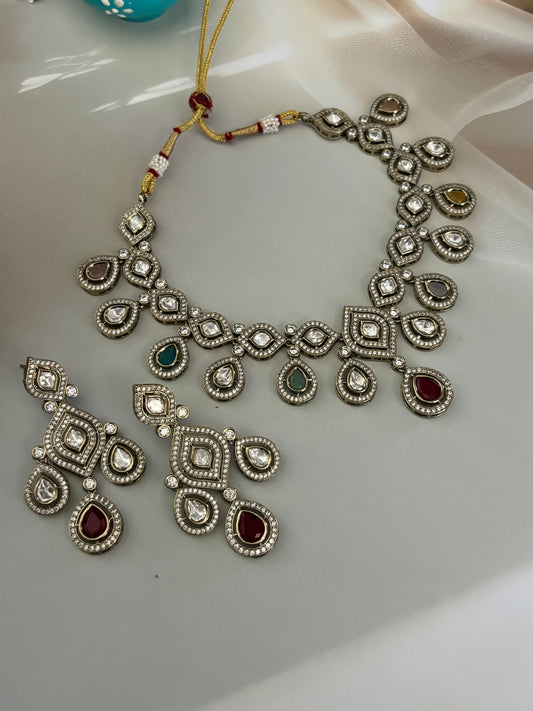 Jivika Multi-coloured Kundan Necklace Set
