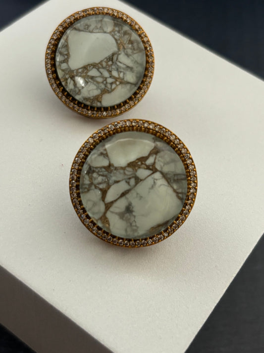 Victorian Studs White Stone Earrings