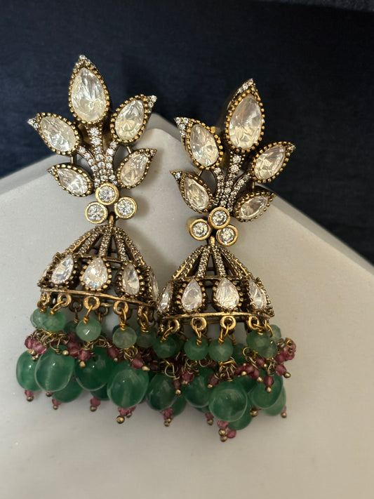 Victorian Green Jhumkas