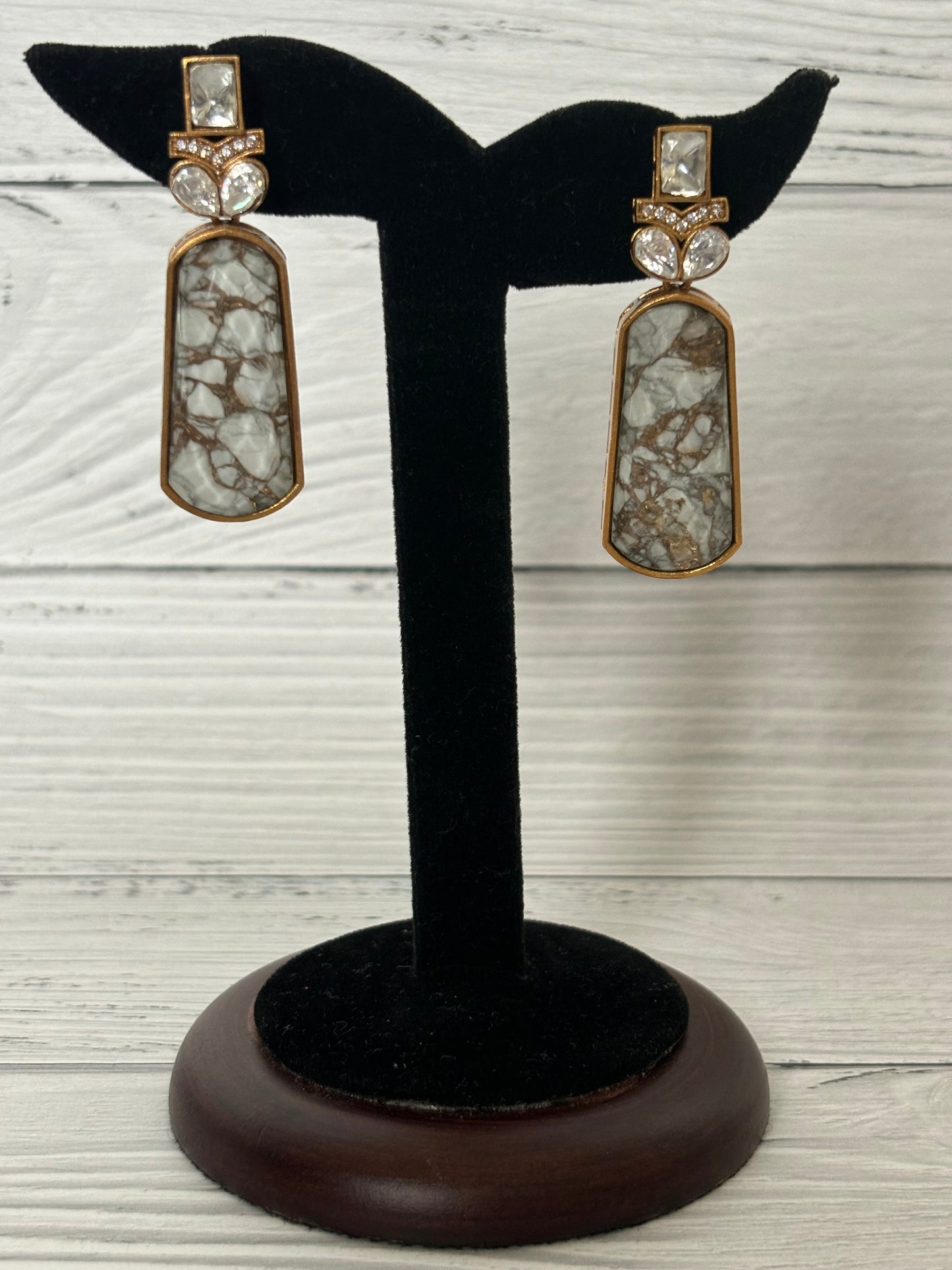 Marble White Stone Victorian Long Earring