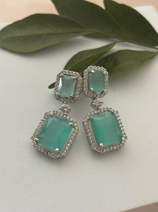 Aurelia Elegant Sea Green AD Earrings