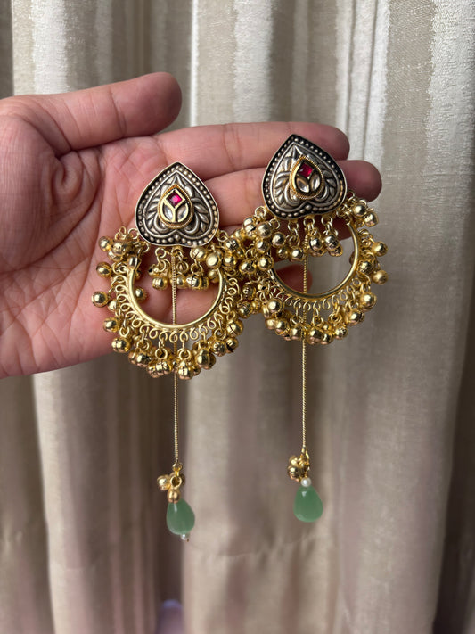 Dhruvika Golden Heart Kashmiri Chandbali