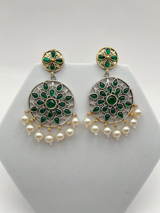 Samaira White Dual Tone Chandbali