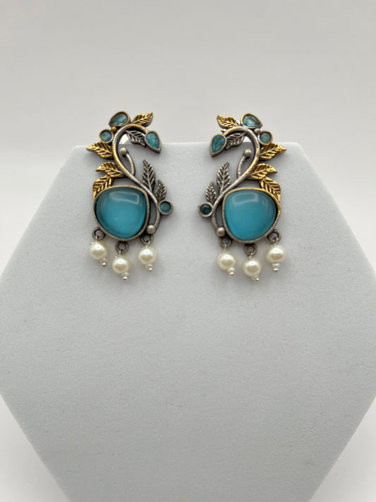 Prisha Blue Dual Tone Earrings