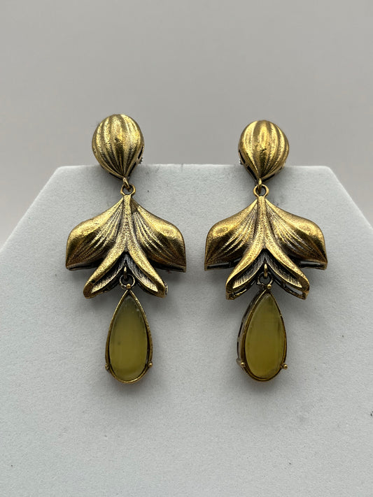 Riya Golden with Yellow stone earrings
