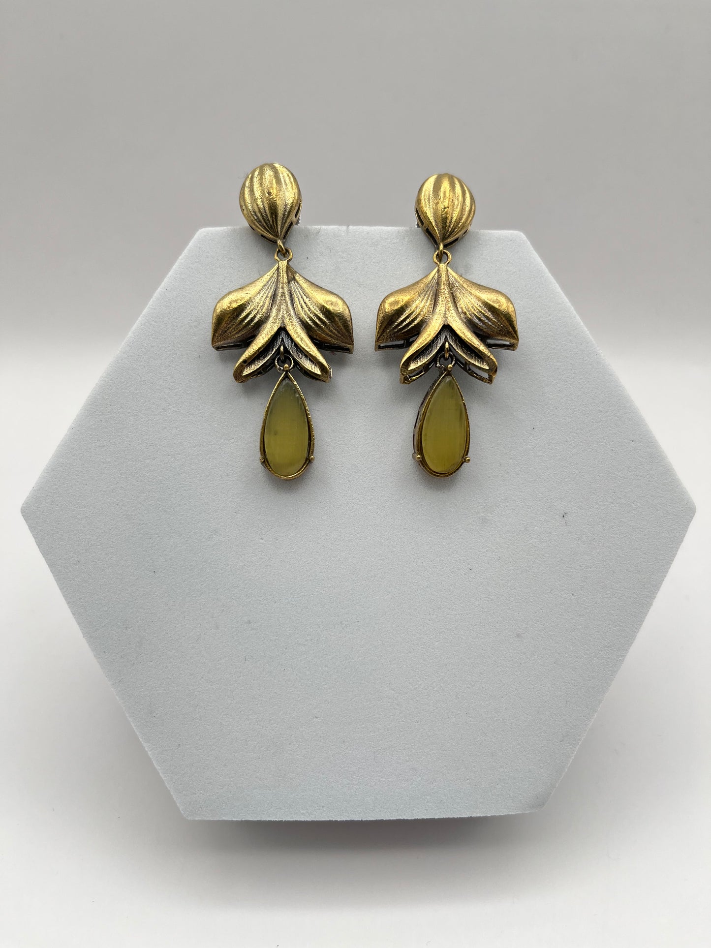 Riya Golden with Yellow stone earrings