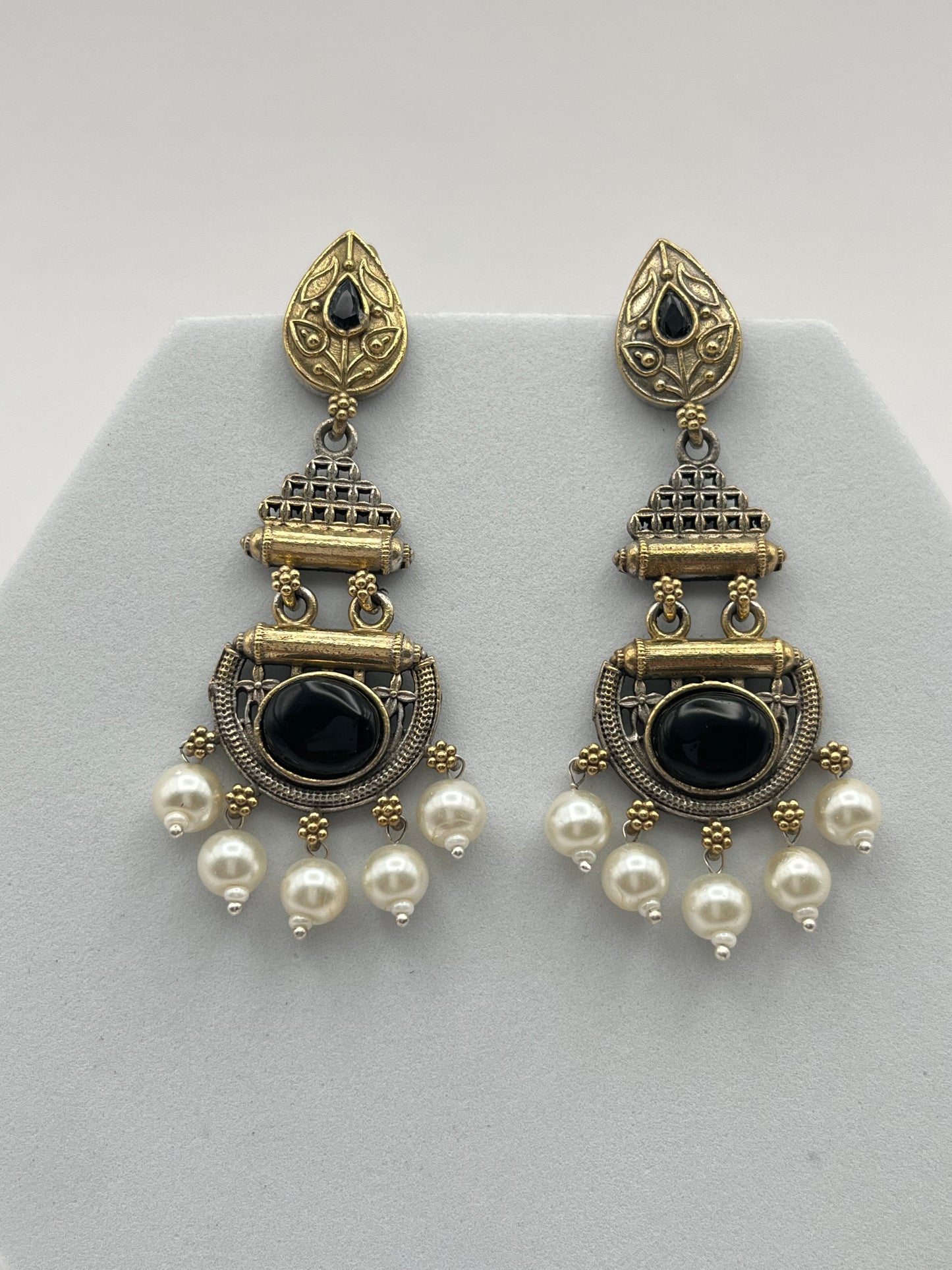 Yuvani Black Dual Tone Earrings