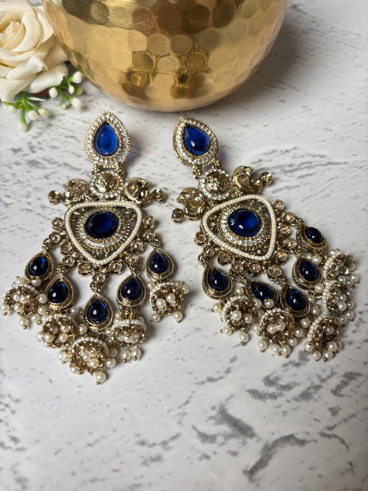 Samriddhi Sapphire Long Earrings
