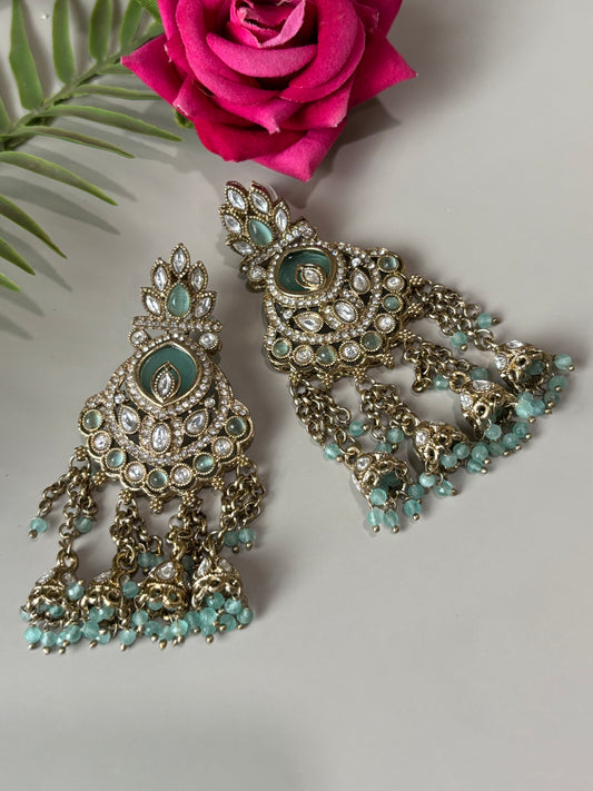 Manaswini Mint Green Line Dangling Earring