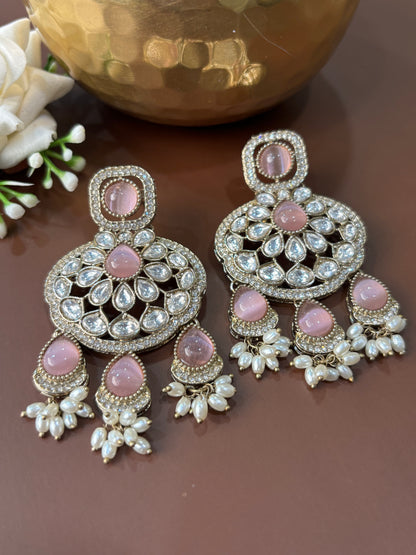 Preeti Pink Stone Kundan Earring