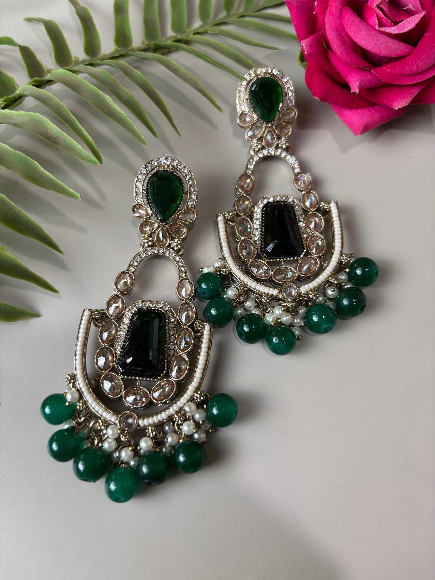 Mishka Green Stone Long Earring