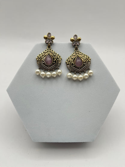 Misha Pink Dual Tone Earring