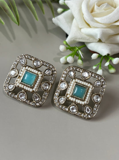Arika Square shape Sea Green Studs