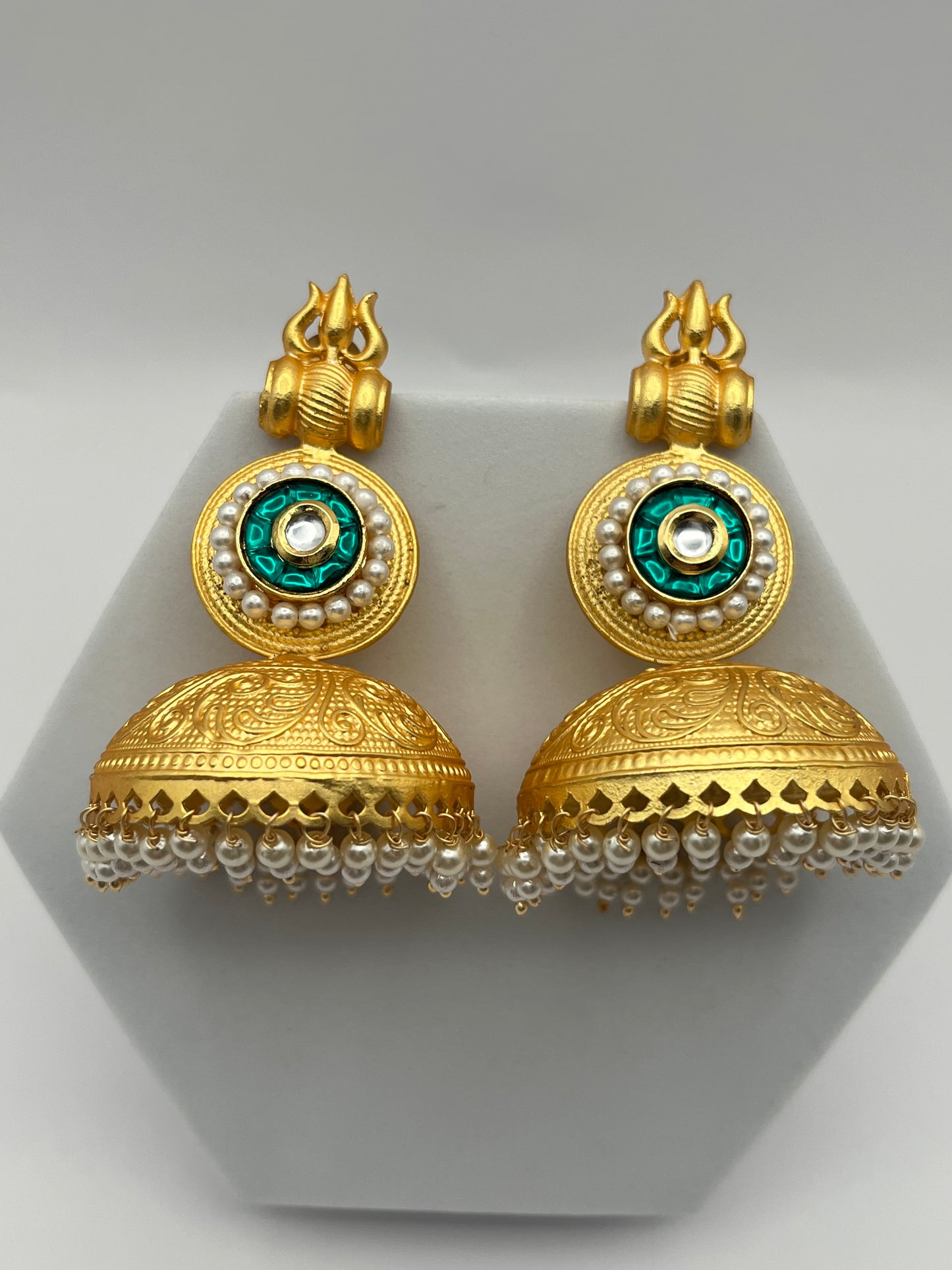 Shivangi Green & Golden Earrings