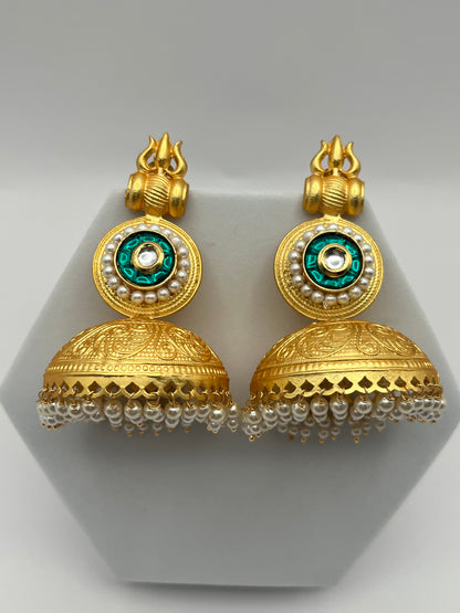Shivangi Green & Golden Earrings