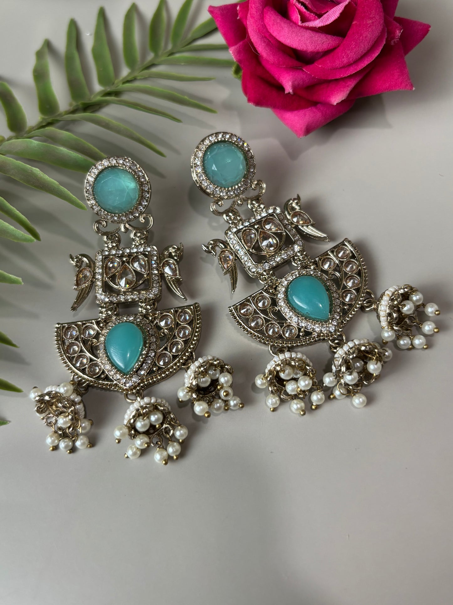 Barkha Blue Stone with peacock Earring