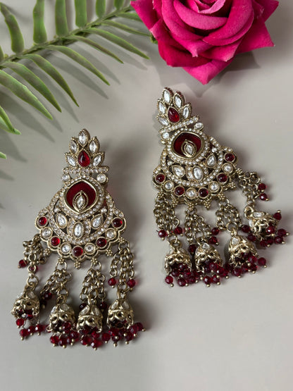 Manaswini Red Line Dangling Earring