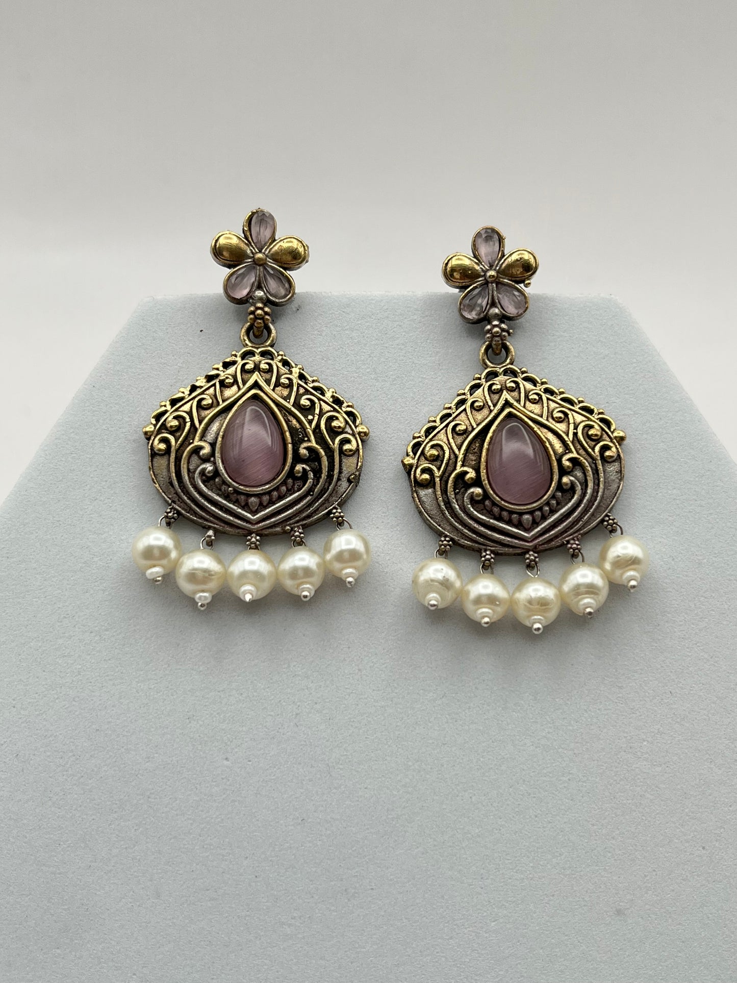 Misha Pink Dual Tone Earring
