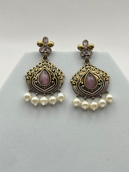 Misha Pink Dual Tone Earring