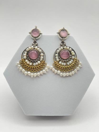 Priyali Pink Pearl Chandbali
