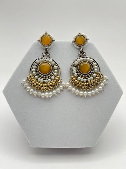 Priyali Yellow Pearl Chandbali