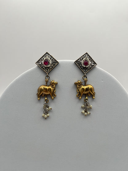 Nivedita Pink Dual Tone Earrings