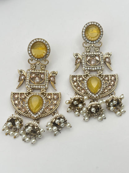 Barkha Yellow Stone with peacock Earring