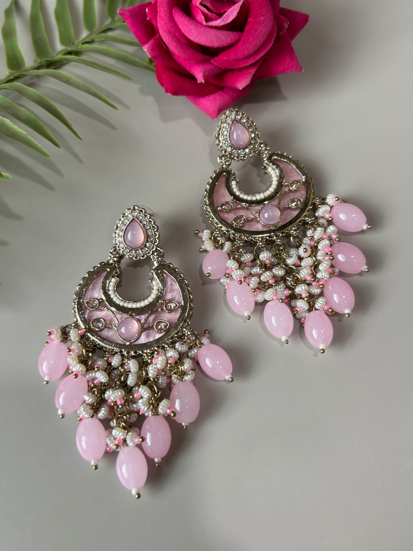 Jaini Pink MOP Moon Earring